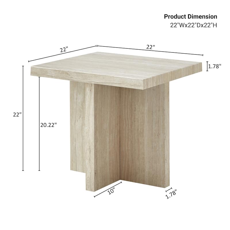 Roundhill Furniture Cavira Modern Faux Marble Living Room End/Side Table