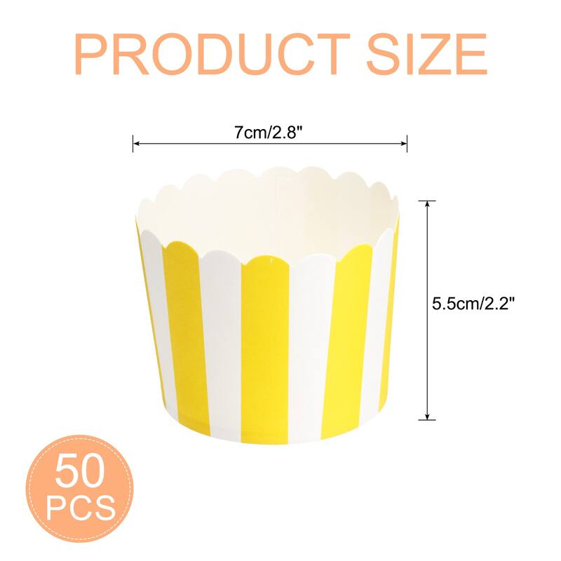 50pcs Cupcake Wrappers for Wedding, Stripe - Yellow