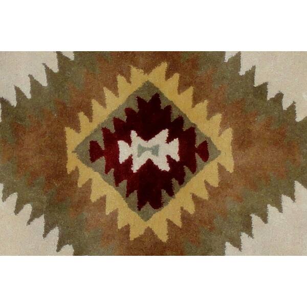 5' x 8' Ivory and Black Southwestern Hand Tufted Non Skid Area Rug 5' x 8' Ivory and Black Southwestern Hand Tufted Non Skid Area Rug