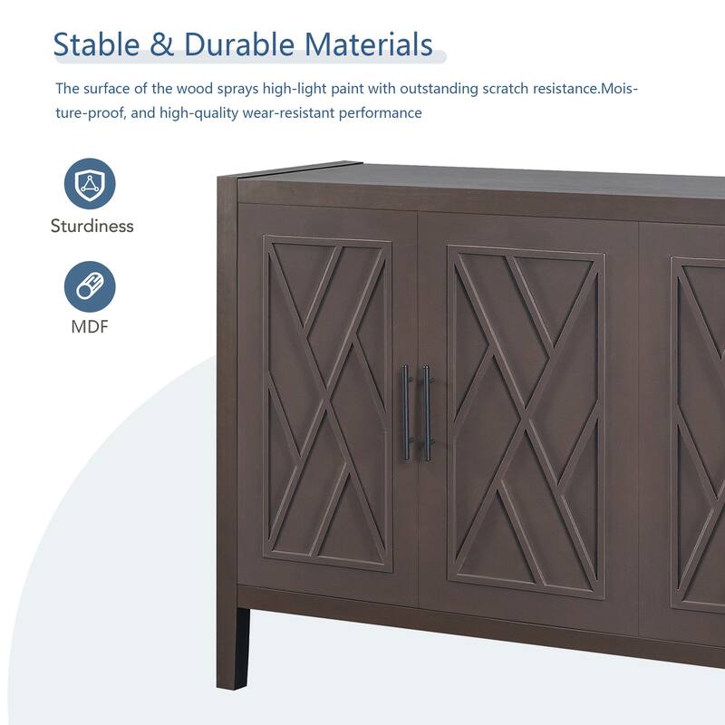 60" 4 Doors Wooden Twill Sideboard