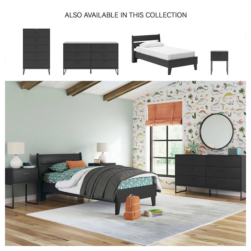 Signature Design by Ashley Socalle Black Panel Platform Bed