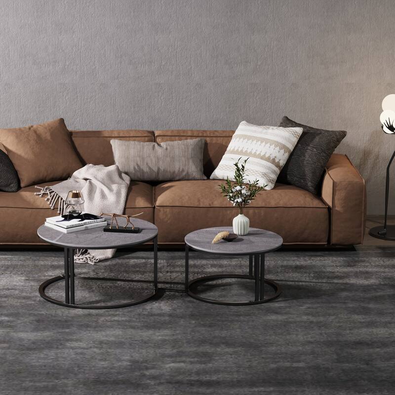 Heavy Duty Industrial Stacked Nesting Coffee Table - 27.55" and 22.45"