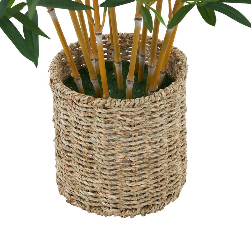 Faux Foliage Artificial Tree with Realistic Leaves and Brown Seagrass Pot - Green - Roche River Decor - 27"W x 27"L x 39"H