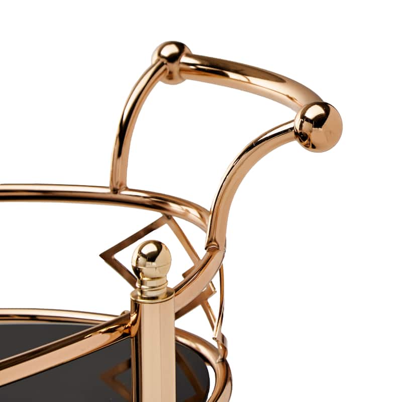 Metropolitan Rose Gold Metal Black Glass Bar Cart by iNSPIRE Q Bold