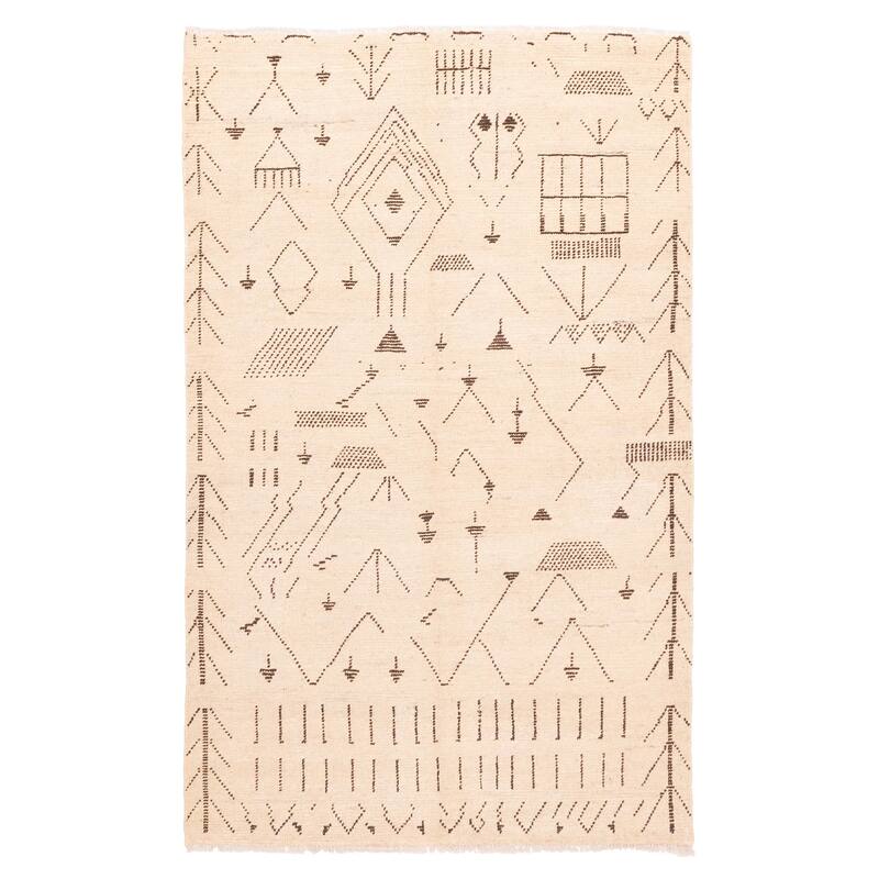 ECARPETGALLERY Hand-knotted Tangier Light Khaki Wool Rug - 6'0 x 9'9