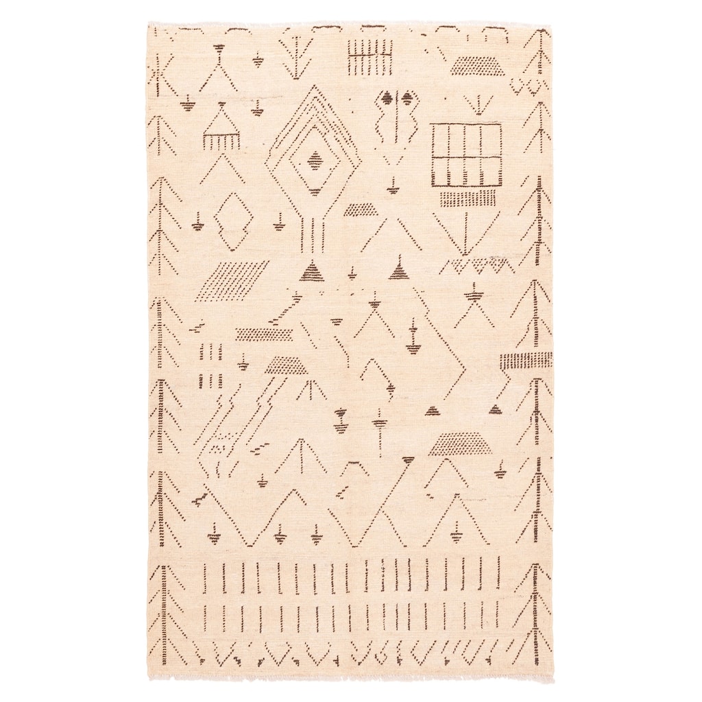 ECARPETGALLERY Hand-knotted Tangier Light Khaki Wool Rug - 6'0 x 9'9