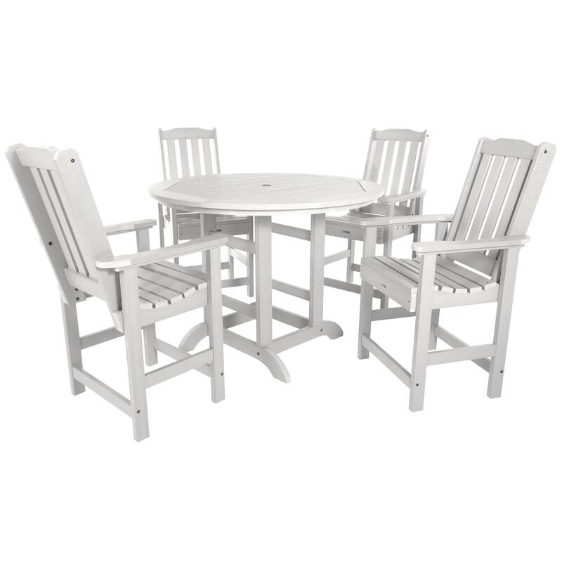 Lehigh 5-piece Outdoor Dining Set - 48" Round Table, Counter-height - White