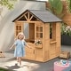 preview thumbnail 10 of 22, Kids Wooden Adventure Cottage Playhouse, Outdoor Playhouse with Functional Door, Windows, Service Station and Flower Pot Holders