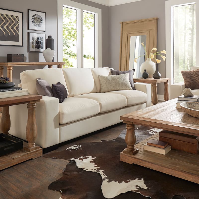 Lionel Modern White Fabric Down-filled Sofa by iNSPIRE Q Artisan - 6Cushion