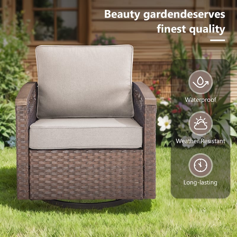 Gymojoy Patio Swivel Rocker Patio Chairs of 2 with Water-Resistant Olefin Cushions and Side Table