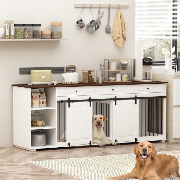 Dog Crate Kitchen Cabinet Island Dog Kennel with Push Door Shelf 86.6 W Bed Bath Beyond 38211137