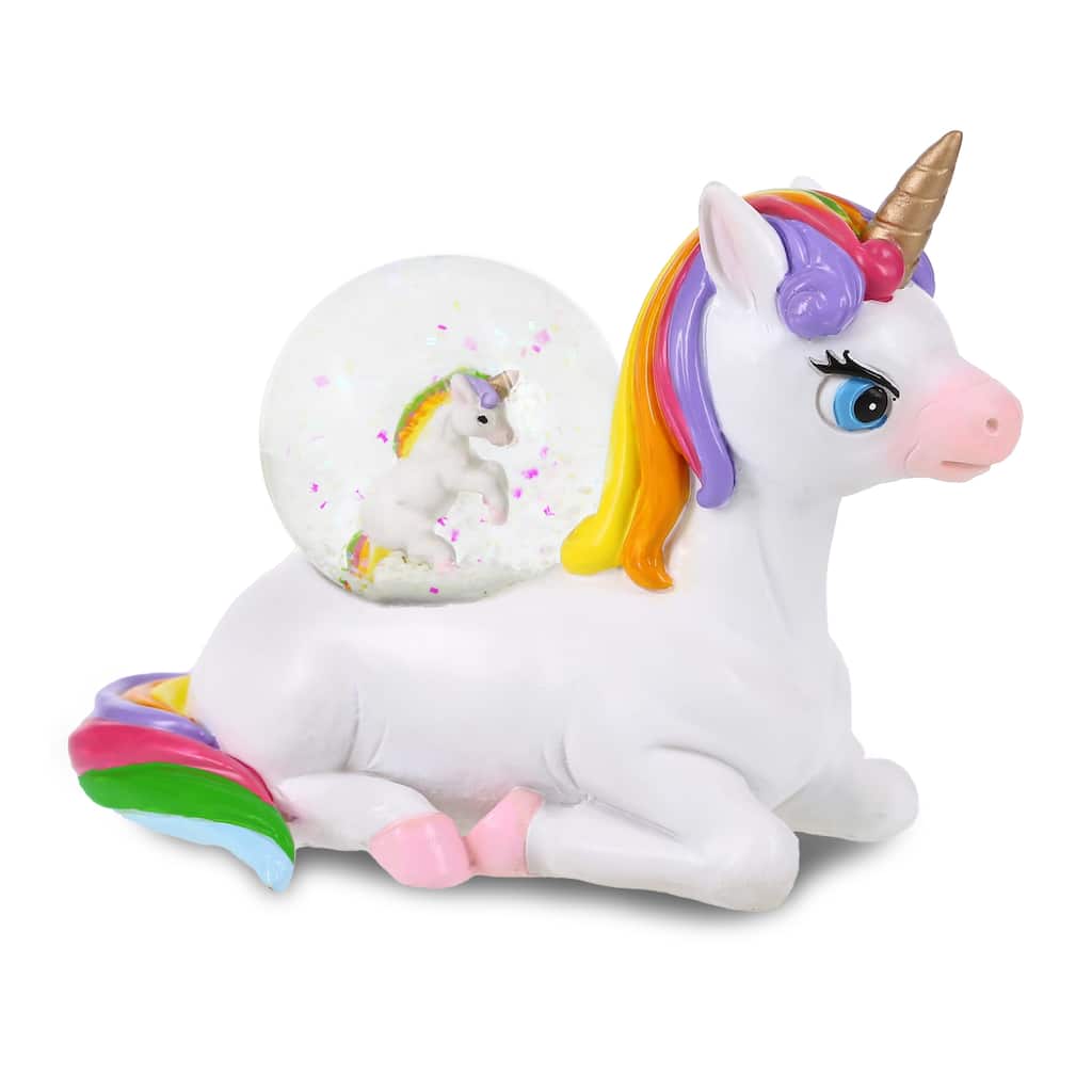 CoTa Global Unicorn Snow Globe Magical Rainbow with Sparkling Glitter - 45mm