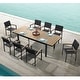 preview thumbnail 1 of 10, Carlo 9 Pieces Imitated Wood Plastic Outdoor Dining set for 8 Person, Extendable Table and Stackable Chair Table and 8 Chairs