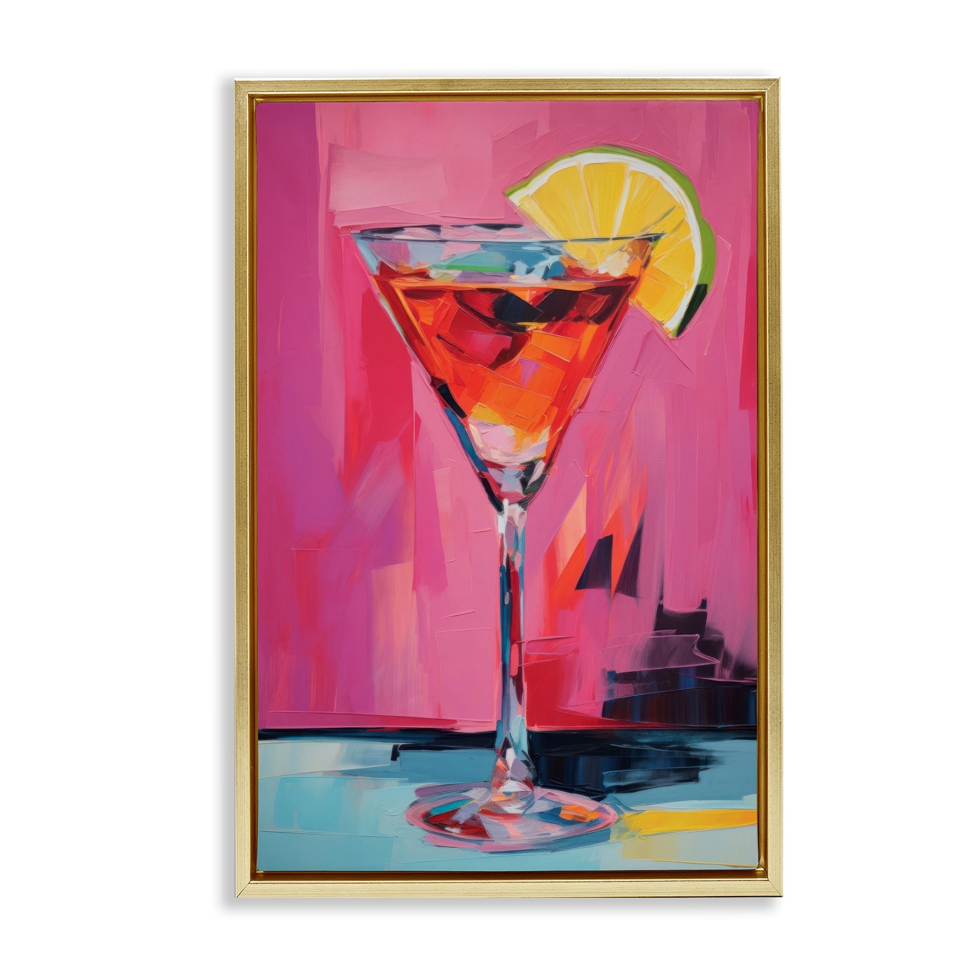 Stupell Pink Lady Cocktail Framed Floater Canvas Wall Art Design By LSR Design Studio