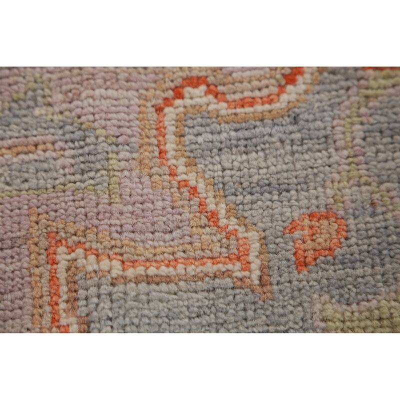 Hand Knotted Oriental 100% Wool Carpet Transitional Medallion Purples Oushak Area Rug - 9' 0'' X 6' 2''