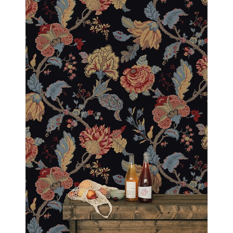 Seabrook Designs Lana Jacobean Prepasted Wallpaper