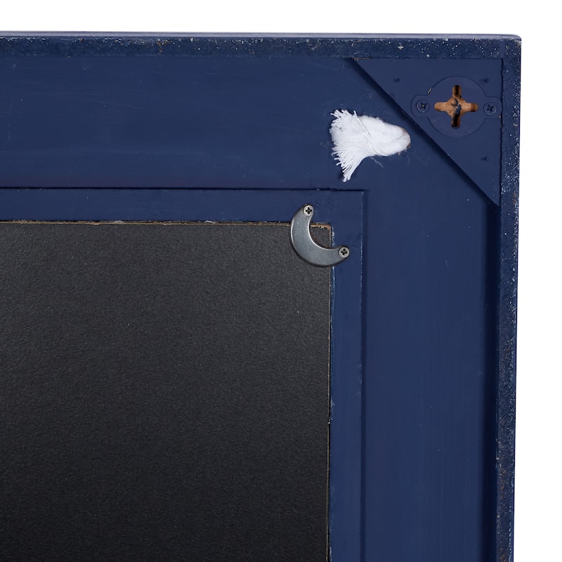 Wood Wall Mirror with Knotted Rope - Blue - Roche River Decor - 2"W x 23"L x 31"H