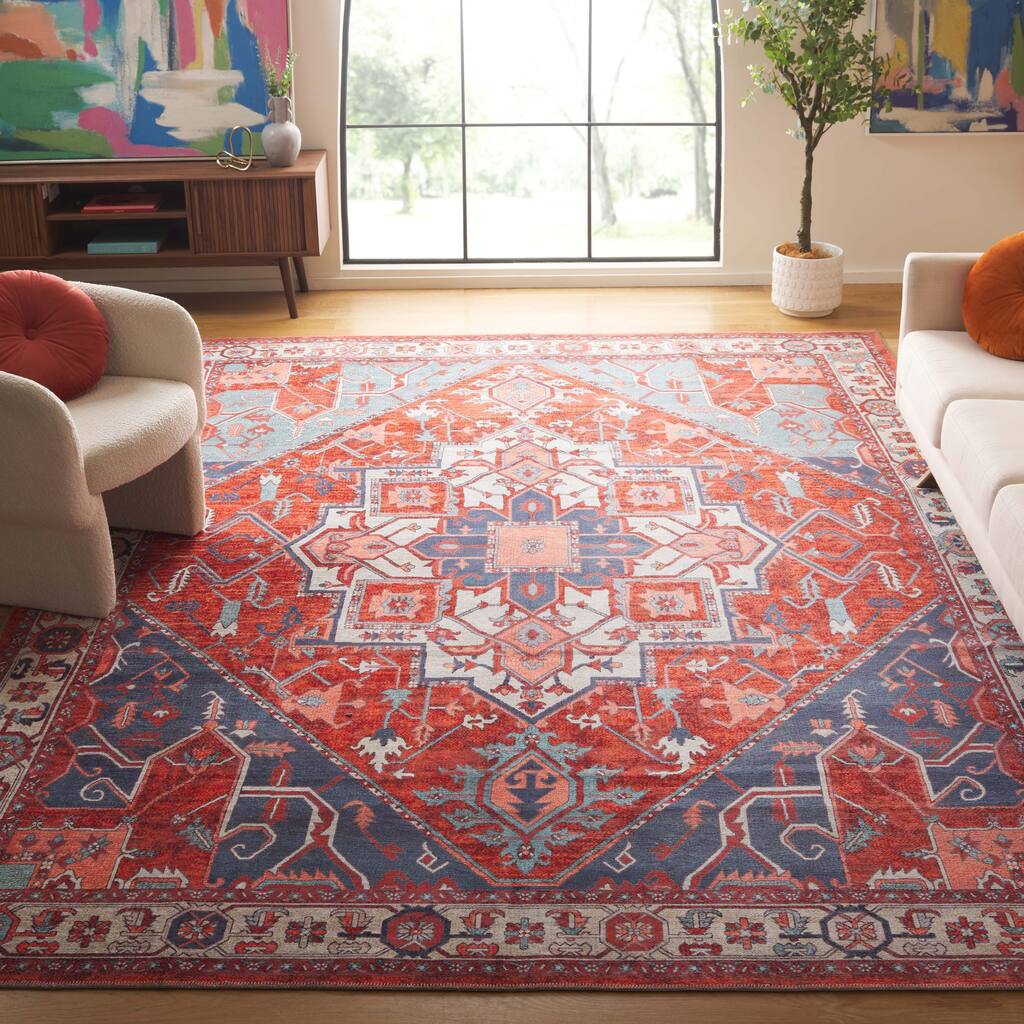 SAFAVIEH Serapi Lillis Traditional Machine Washable Cotton Rug - 9' x 12'