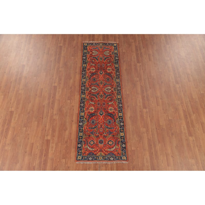 All-Over Floral Heriz-Serapi Oriental Runner Rug Wool Carpet - 2'6"x 7'11"