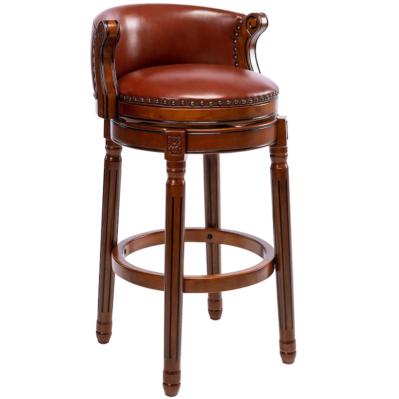 Upholstered 360 Degree Swivel Barstool with Back