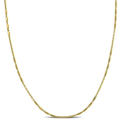 Miadora 1mm Tube Station Beads on Cable Chain in 10k Yellow Gold - 17 in