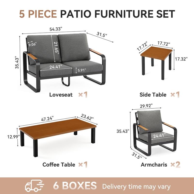 5-Piece Outdoor Patio Conversation Set