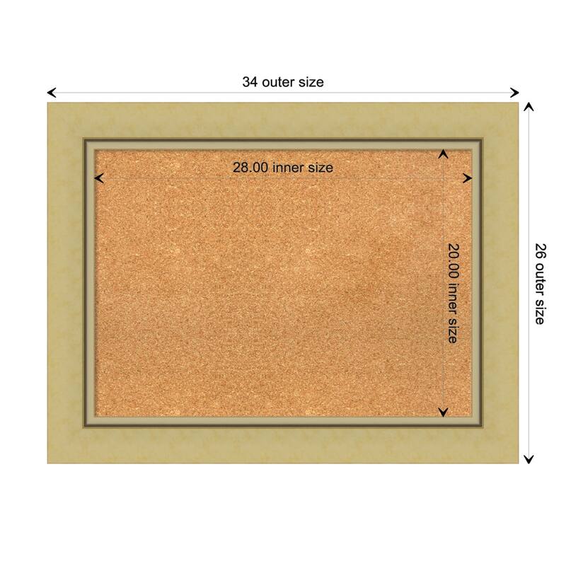 Landon Gold Framed Natural Corkboard Bulletin Board - Board Size 28x20