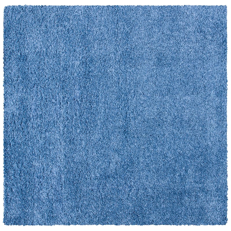 SAFAVIEH Evolution Shag Gwenaele Solid 1.8-inch Thick Rug - 6'7" Square - Blue - Square
