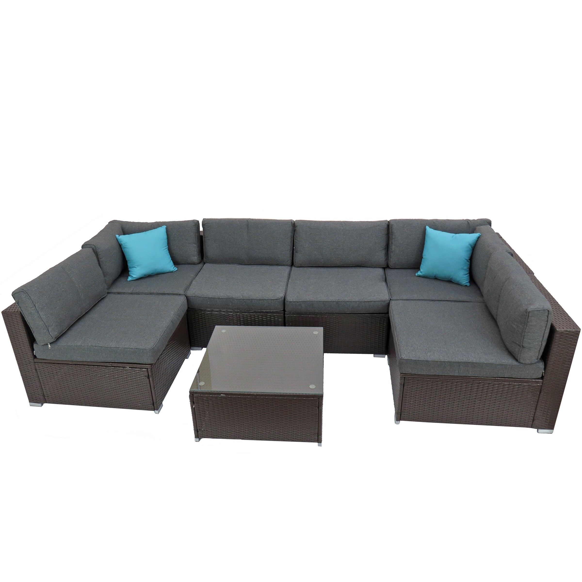 Pocola Collection 7Piece AllWeather Sectional Set by National Tree
