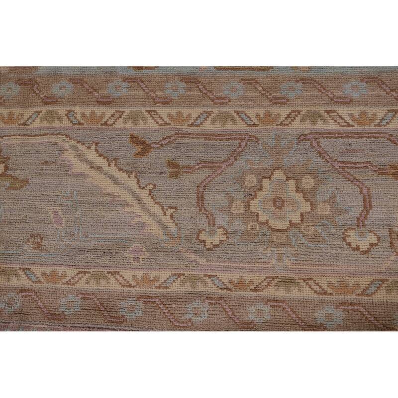 Light Blue Vegetable Dye Oushak Turkish Rug Hand-Knotted Wool Carpet - 9'1" x 11'11"