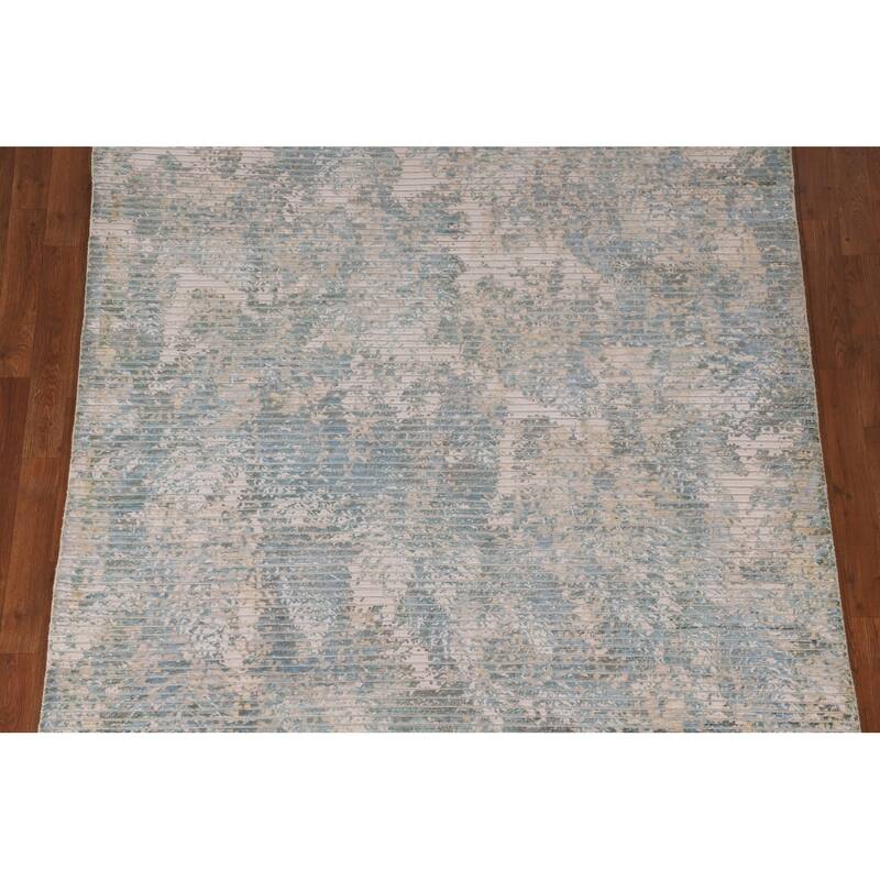 Striped Abstract Indian Area Rug Handmade Wool Carpet - 5'6"x 7'7"
