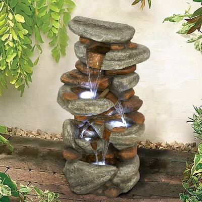 29.9" LED Lights Rock Water Fountain