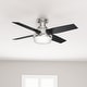 preview thumbnail 1 of 21, Hunter 44" Dempsey Flush Mount Ceiling Fan with LED Light, Handheld Remote - Modern, Contemporary, Transitional, Industrial Brushed Nickel -  Black/Chocolate blades