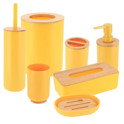 Yellow Padang Bathroom Accessory Set 7-Pieces Bamboo