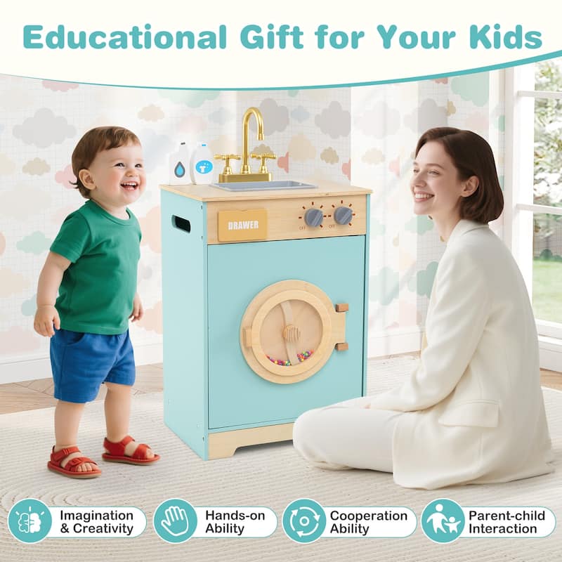 Gymax Kids Washer Playset w/ Laundry Detergent & Hand Sanitizer