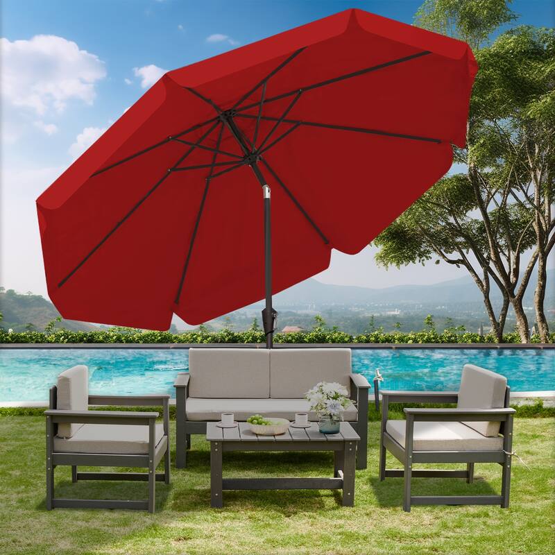 10ft Patio Market Umbrella with UV-Resistant and Sagging Edge Designed