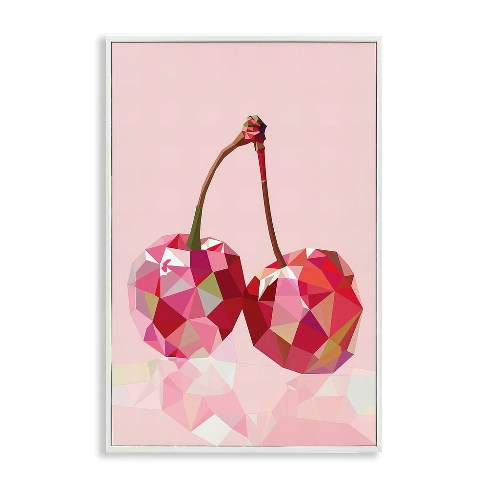 Stupell Pink Geometric Cherries Framed Giclee Art Design By LSR Design Studio