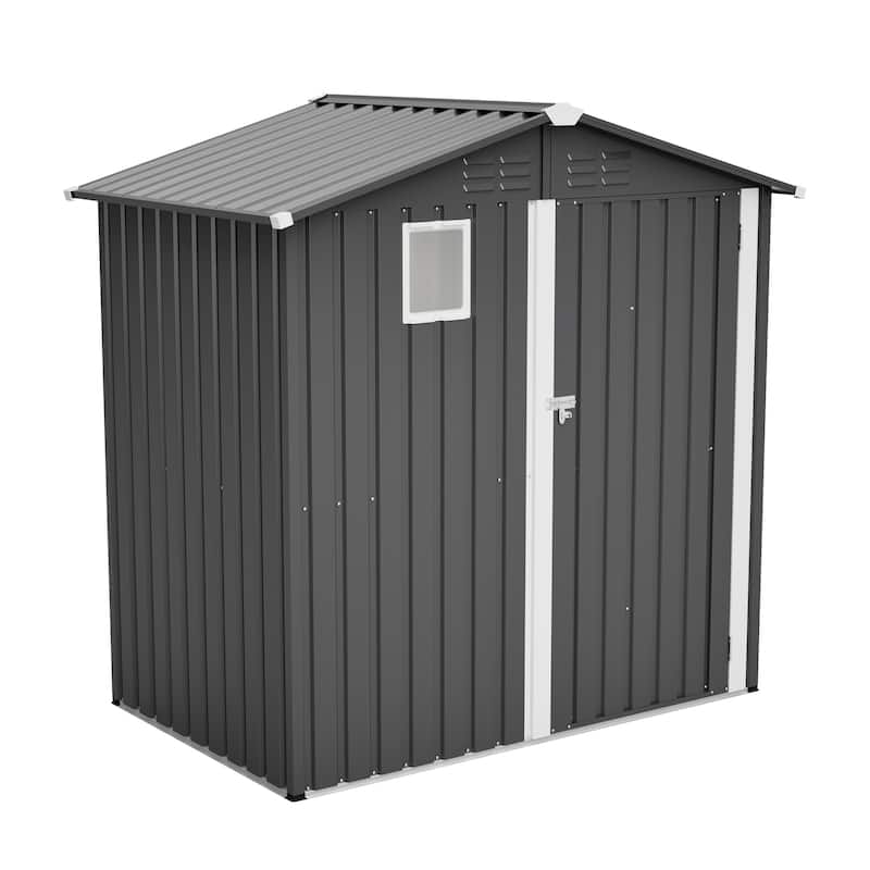 6x4 FT Metal Outdoor Storage Shed, Steel Utility Tool Shed Storage House
