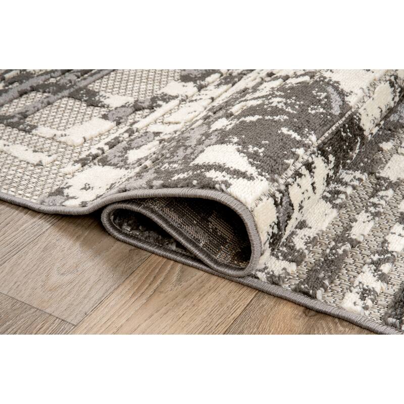 World Rug Gallery Contemporary Distressed Abstract Indoor/Outdoor Area Rug