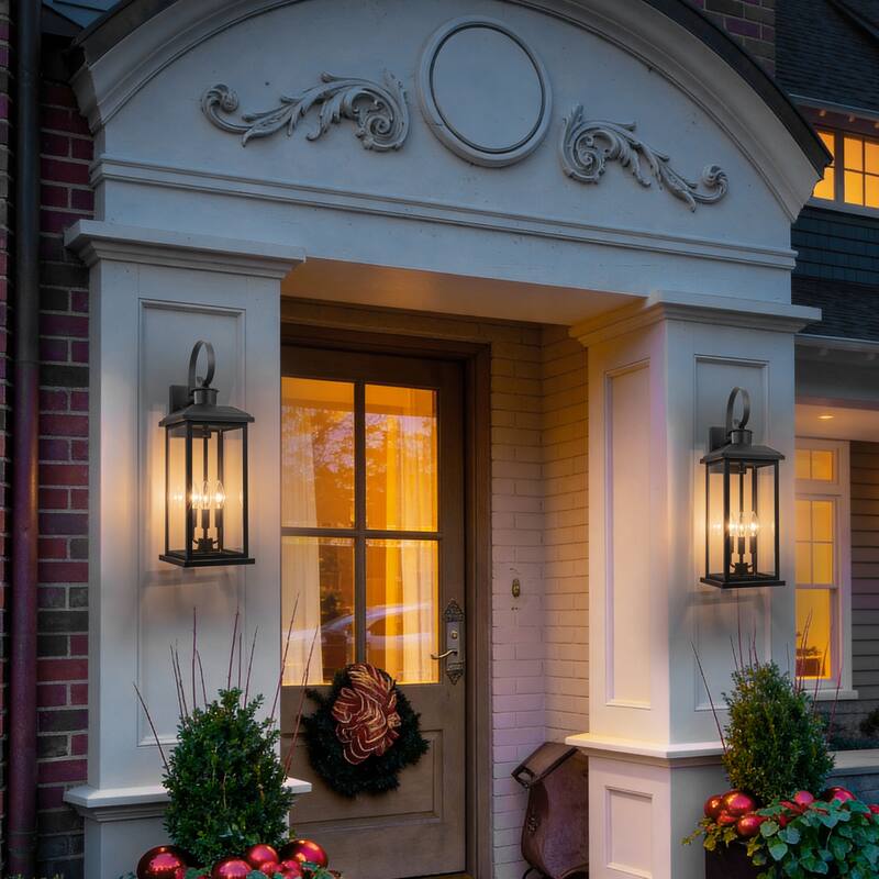 C Cattleya 1-Pack 3-Light 40W Matte Black Outdoor Wall Lights With Clear Glass Shade