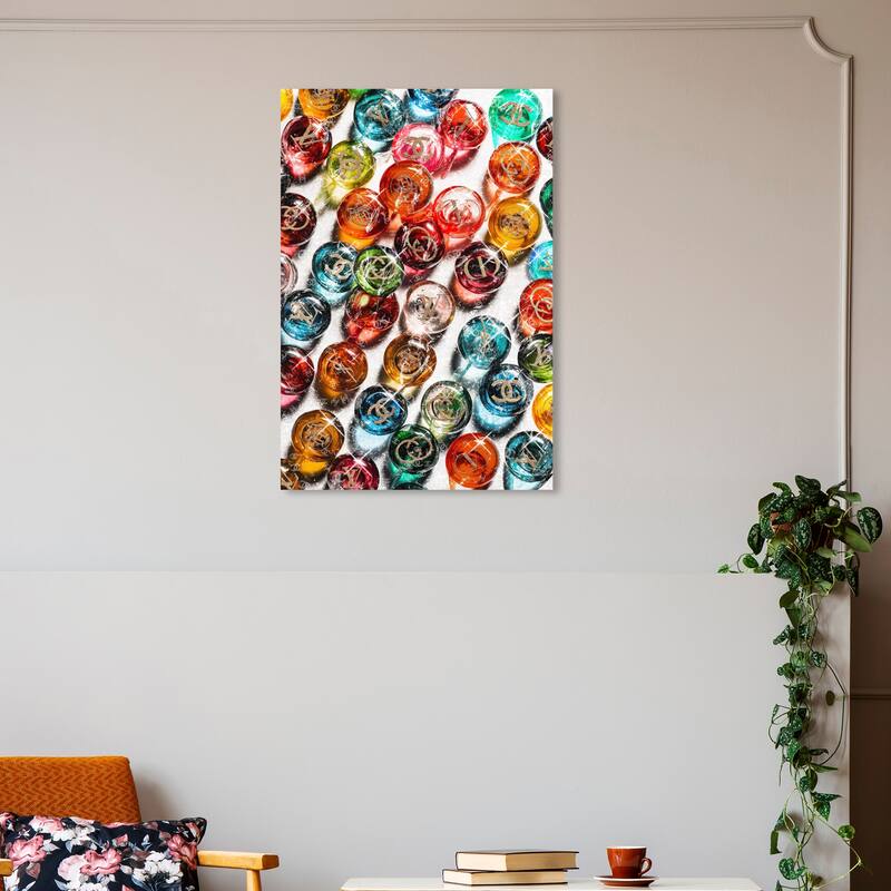 Wynwood Studio Fashion and Glam The Fashionista Crystal Pebles Orange and Wall Art Canvas Print - 30 x 20