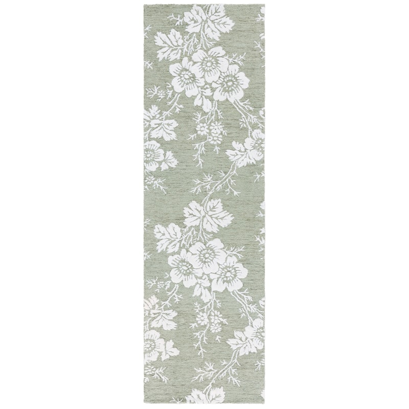 SAFAVIEH Handmade Glamour Riga Modern & Contemporary Viscose Rug - 2'3" x 8' Runner - Sage/Ivory