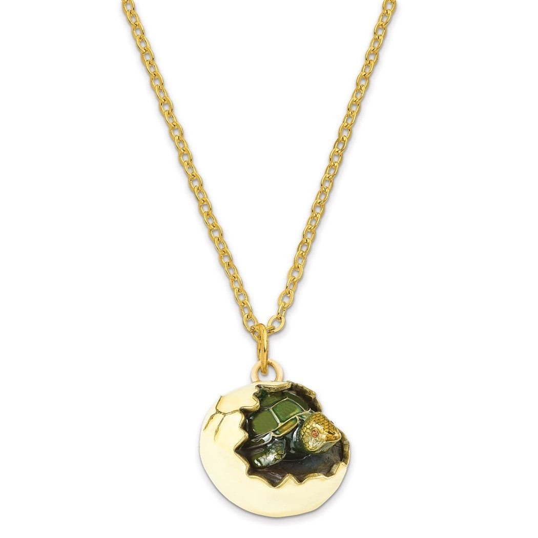 Curata Pewter Crystals Gold-Tone Enameled Norbert Turtle Hatchling Trinket  Box on 18 Inch Necklace Bed Bath  Beyond 36203763