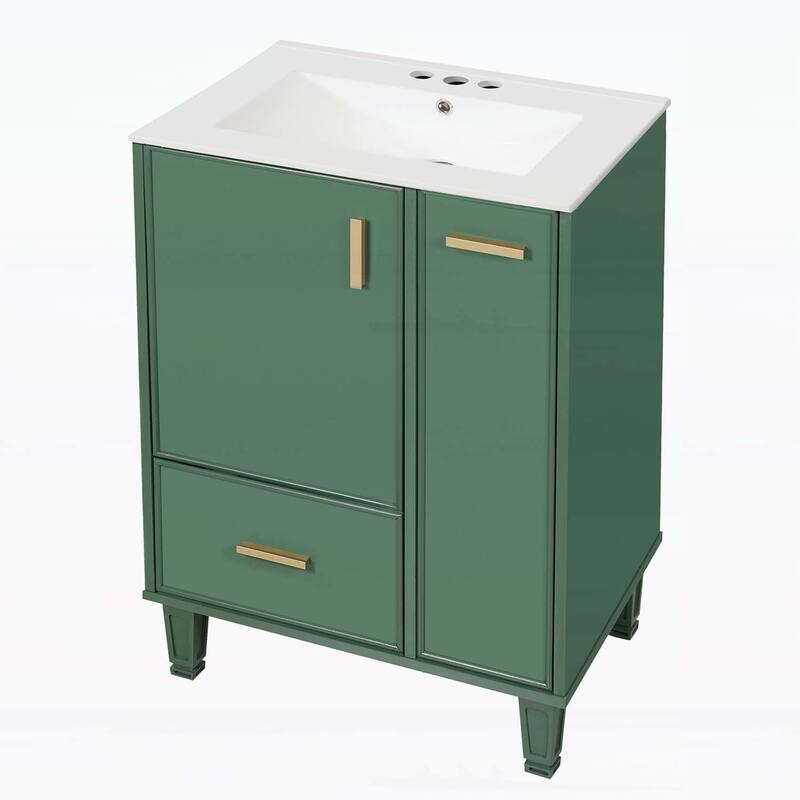 Bathroom Vanity Cabinet with Sink,with Door Shelf,Deep Drawer,2-Tier Pull-Out Basket