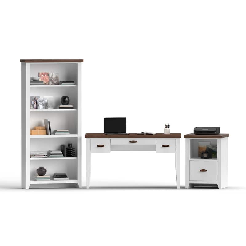 Bridgevine Home Modern Farmhouse 53 inch Writing Desk, No Assembly Required, Two-Tone Finish