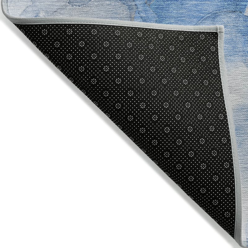 Machine Washable Indoor/ Outdoor Abstract Watercolor Chantille Rug