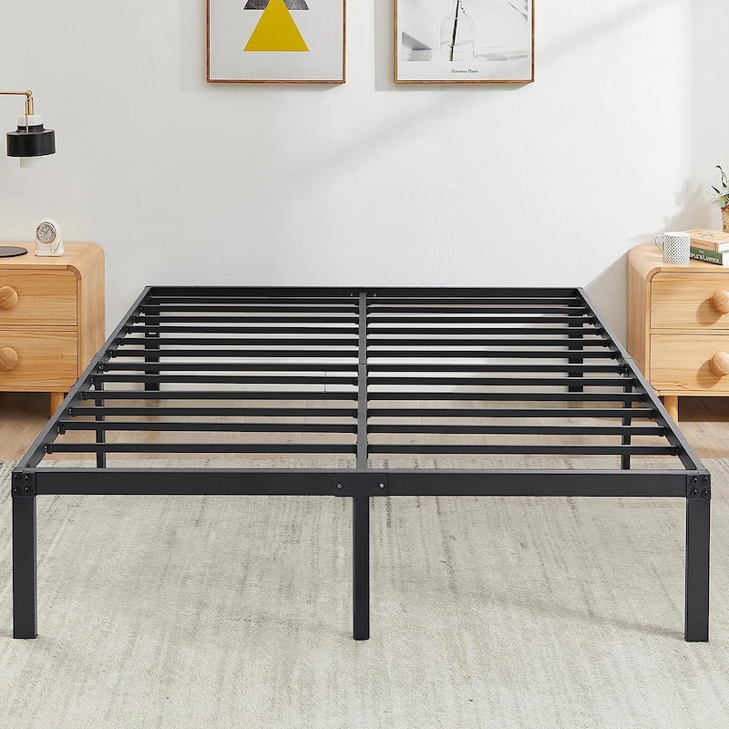 Javlergo 14/16/18 Inch Metal Platform Bed Frame, Heavy Duty Slat Support /No Box Spring Needed