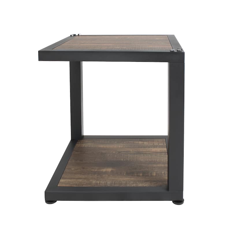 Farrow Rustic Dark Walnut and Sand Black 22-inch 1-Shelf Side Table by Furniture of America