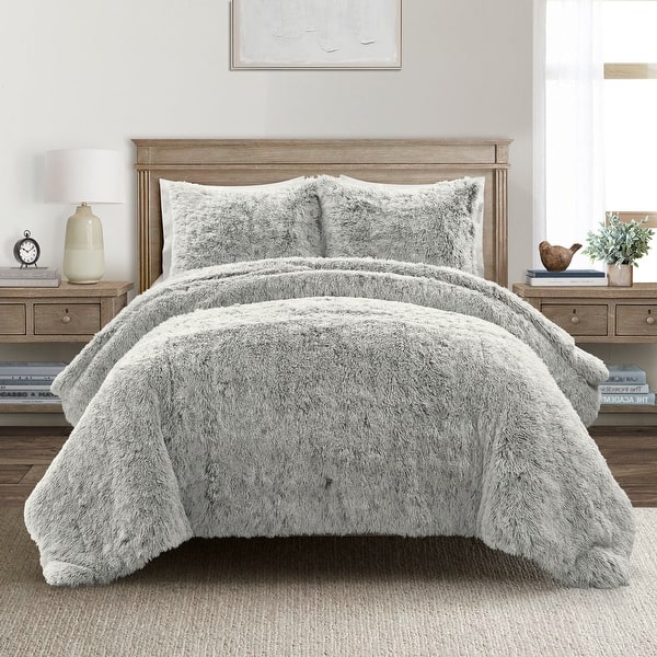 Lush Decor Emma Cozy Ultra Soft Two Tone Faux Fur Comforter - Bed Bath ...