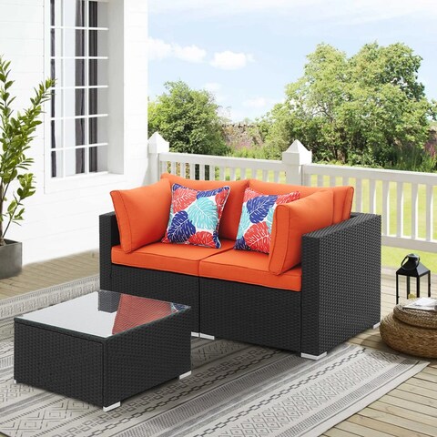 Zenova 7/3 Pieces Outdoor Patio Rattan Wicker Sectional Sofa Sets With Pillows And Cushions